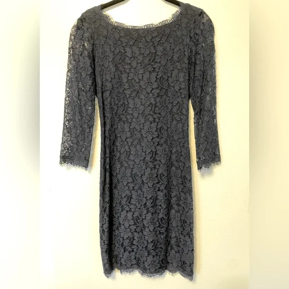 diane von furstenberg zarita lace dress navy Diane von Frstenberg Navy Lace Mini Dress, Size 8 For Sale at 1stDibs
